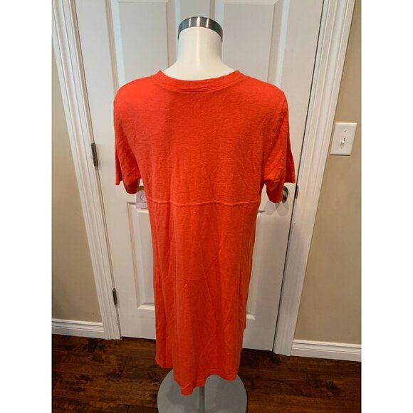 Eileen Fisher Orange Hemp Cotton V-Neck T-Shirt Dress, Size Medium - Picture 4 of 5